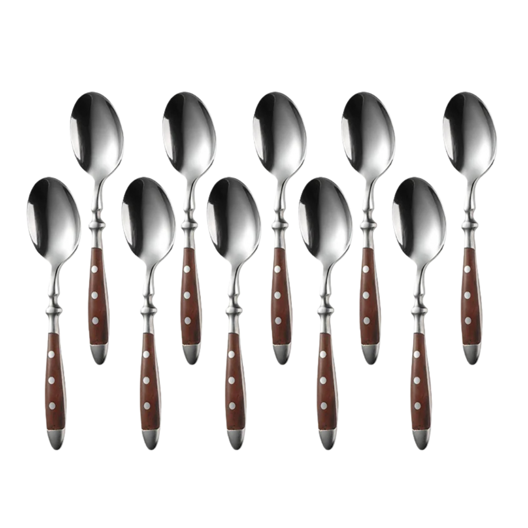 Classic Stainless Steel Cutlery Set with Wooden Handle
