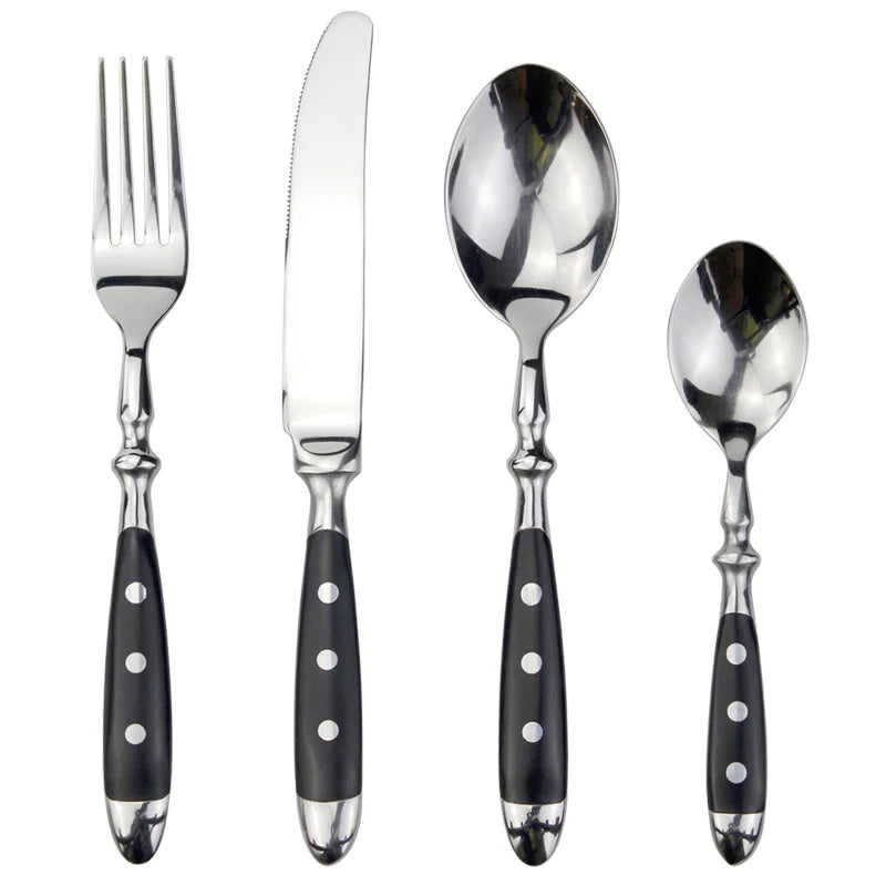 Classic Stainless Steel Cutlery Set with Elegant Resins