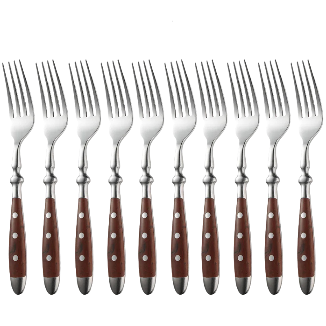 Classic Stainless Steel Cutlery Set with Wooden Handle