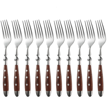 Classic Stainless Steel Cutlery Set with Wooden Handle