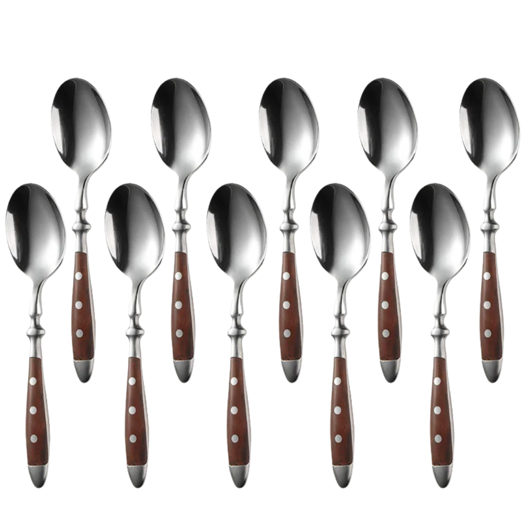 Classic Stainless Steel Cutlery Set with Wooden Handle