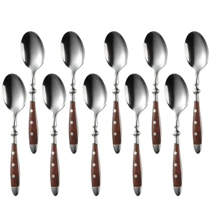 Classic Stainless Steel Cutlery Set with Wooden Handle