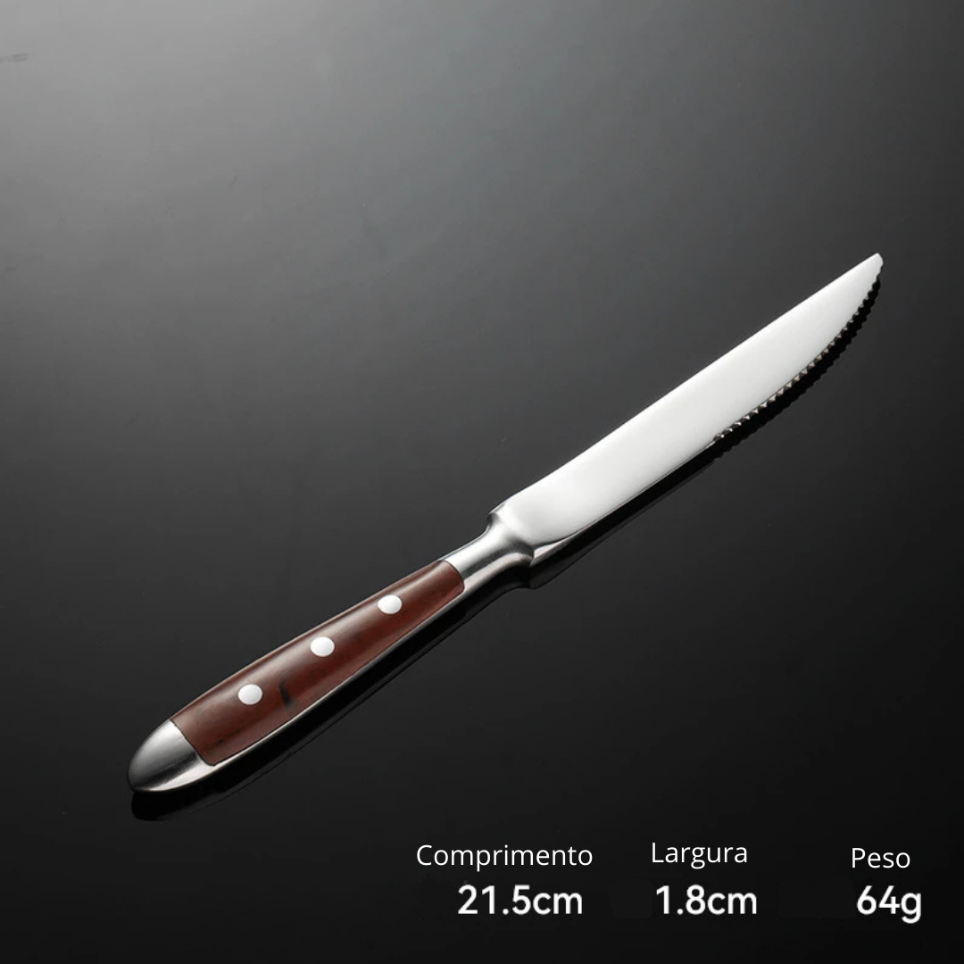 Classic Stainless Steel Cutlery Set with Wooden Handle