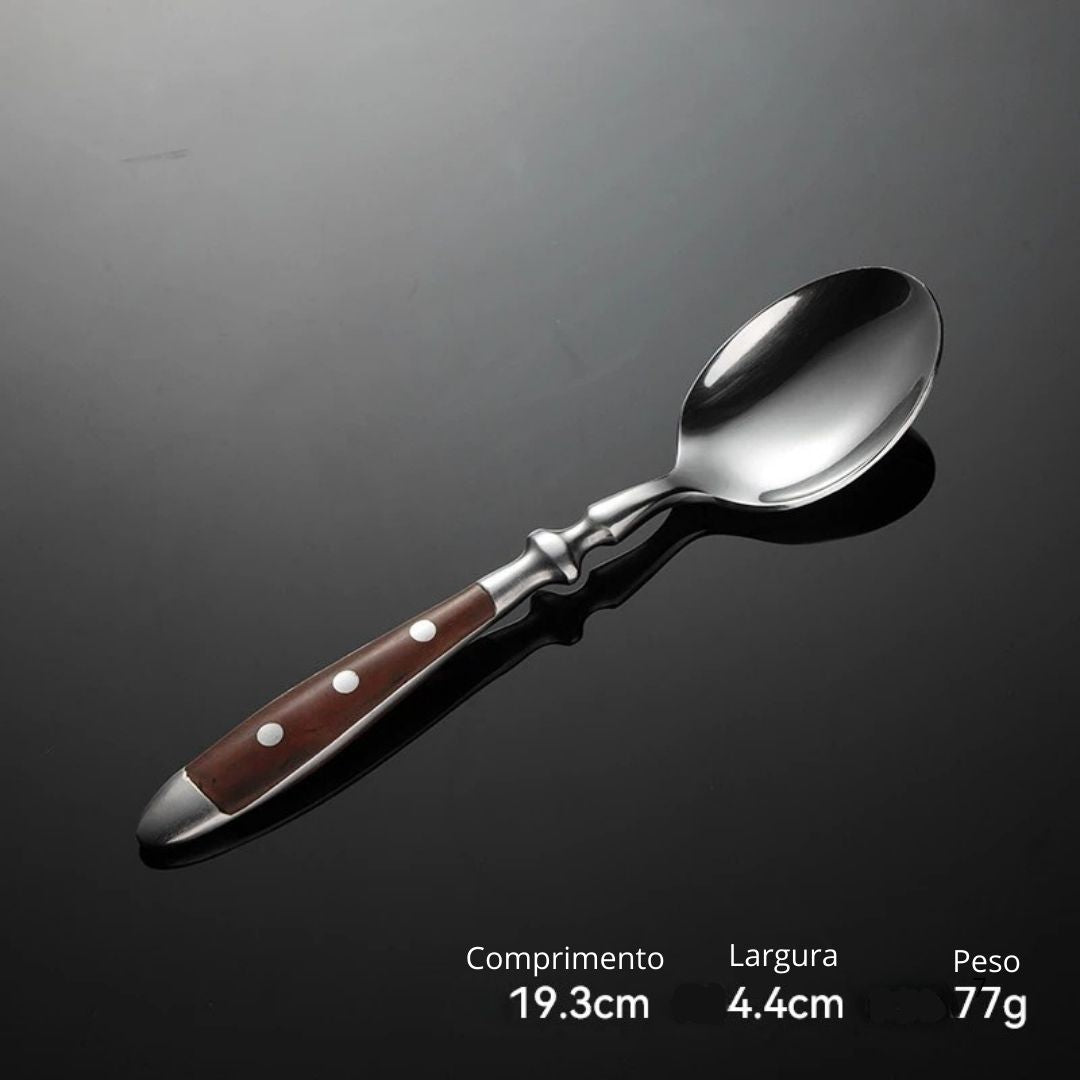 Classic Stainless Steel Cutlery Set with Wooden Handle