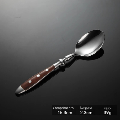 Classic Stainless Steel Cutlery Set with Wooden Handle