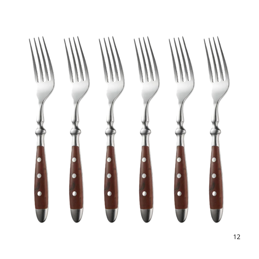 Classic Stainless Steel Cutlery Set with Wooden Handle