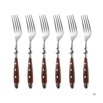 Classic Stainless Steel Cutlery Set with Wooden Handle
