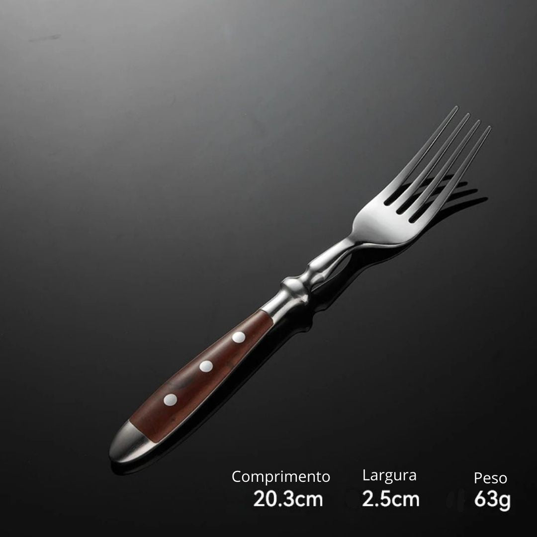 Classic Stainless Steel Cutlery Set with Wooden Handle