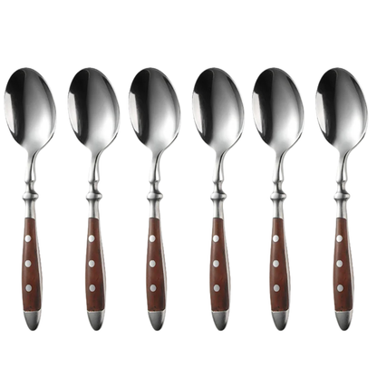 Classic Stainless Steel Cutlery Set with Wooden Handle
