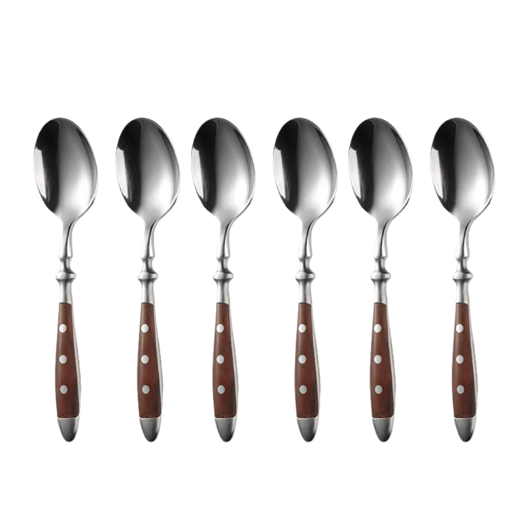 Classic Stainless Steel Cutlery Set with Wooden Handle