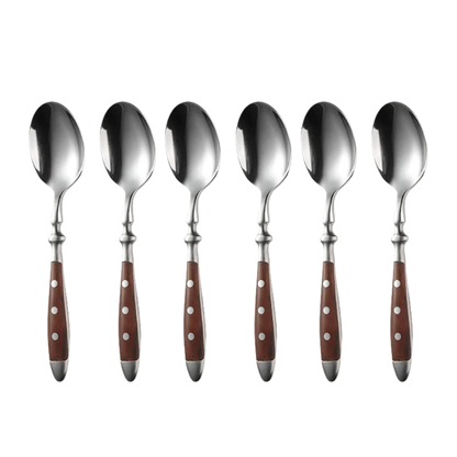 Classic Stainless Steel Cutlery Set with Wooden Handle