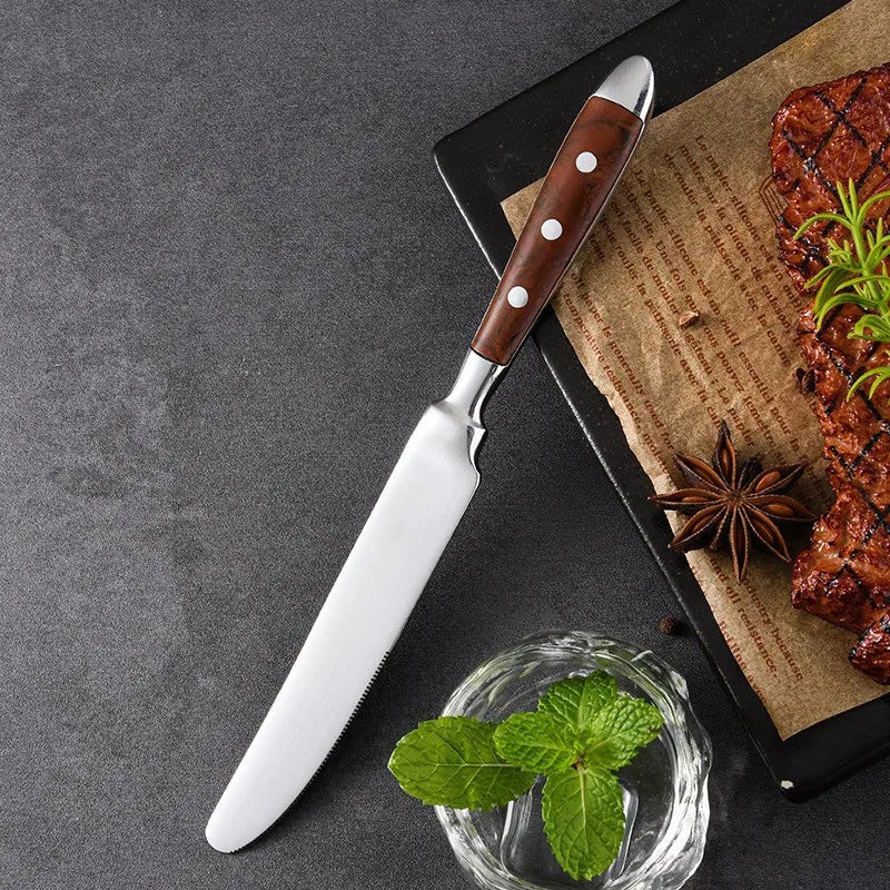 Classic Stainless Steel Cutlery Set with Wooden Handle