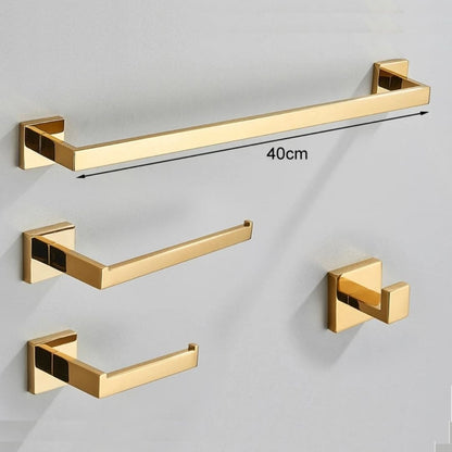 Complete 4-Piece Bathroom Accessories Set Inox 40/60cm Brushed Gold Towel Rail