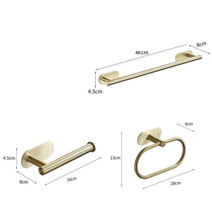 Roma Bathroom Accessories Set 4 Pieces High Adhesive Brushed Gold Stainless Steel