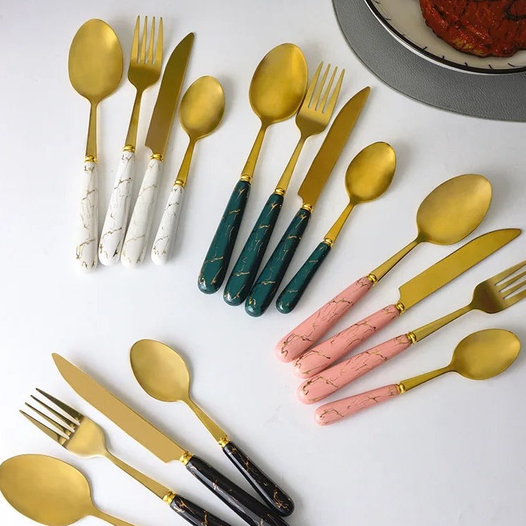 Gold Cutlery Set 24 Pieces