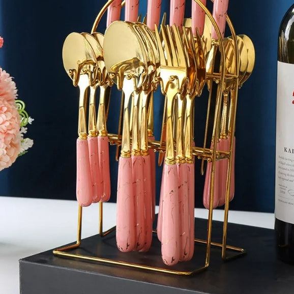 Gold Cutlery Set 24 Pieces