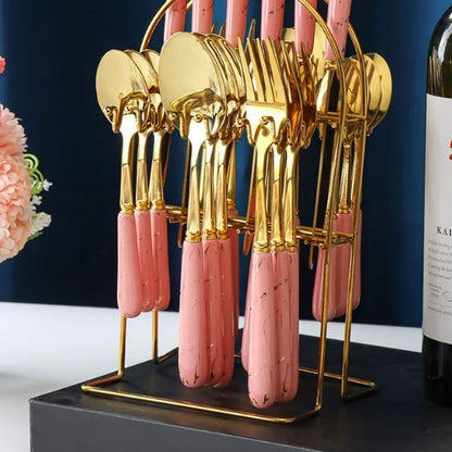 Gold Cutlery Set 24 Pieces