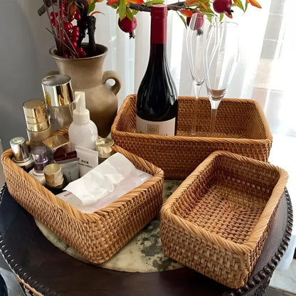 Wicker Organiser Basket for Multi-Purpose Bathroom Use