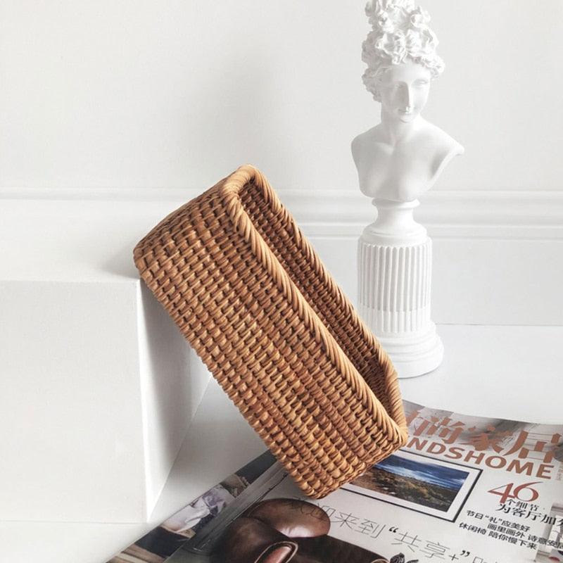 Wicker Organiser Basket for Multi-Purpose Bathroom Use