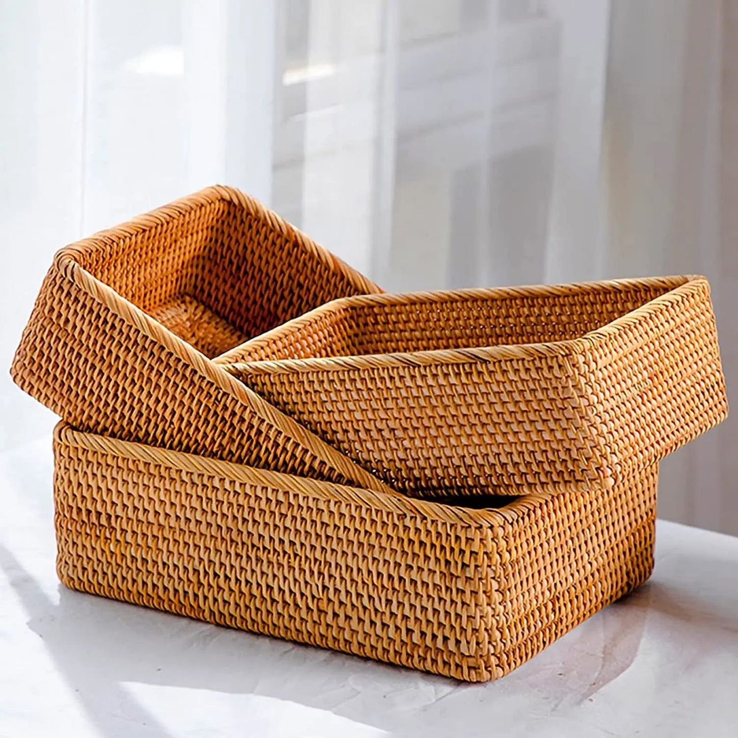 Wicker Organiser Basket for Multi-Purpose Bathroom Use