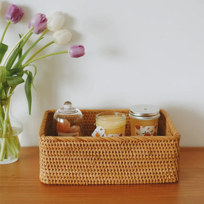 Wicker Organiser Basket for Multi-Purpose Bathroom Use