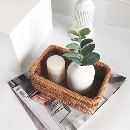Wicker Organiser Basket for Multi-Purpose Bathroom Use