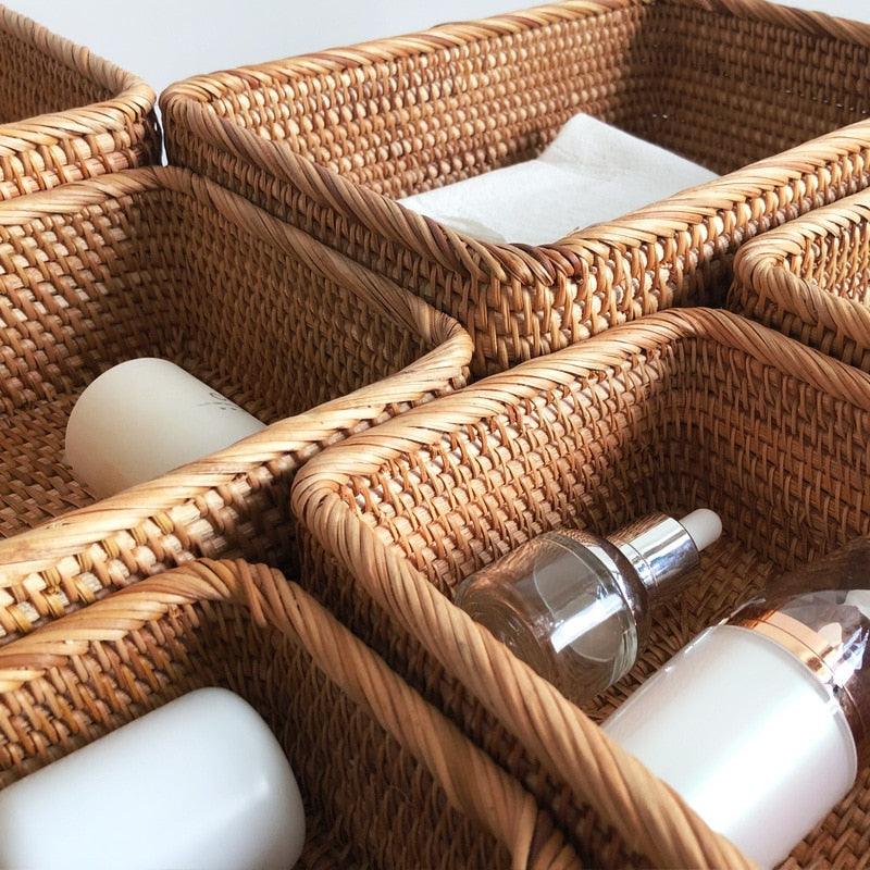 Wicker Organiser Basket for Multi-Purpose Bathroom Use