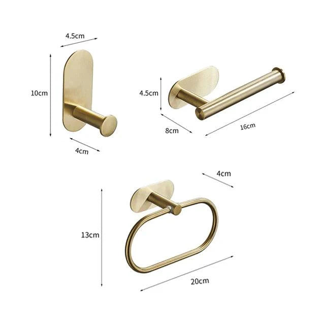 Roma Bathroom Accessories Set 4 Pieces High Adhesive Brushed Gold Stainless Steel