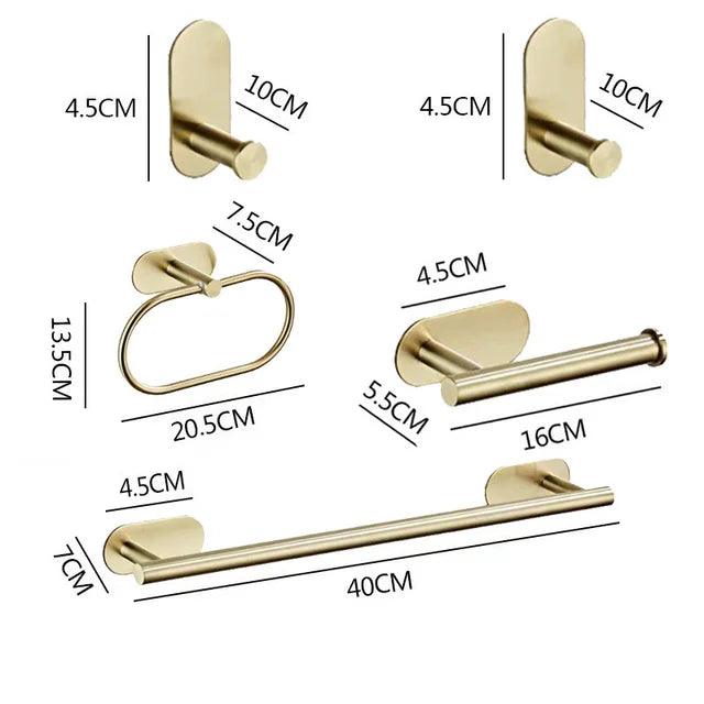 Roma Bathroom Accessories Set 4 Pieces High Adhesive Brushed Gold Stainless Steel