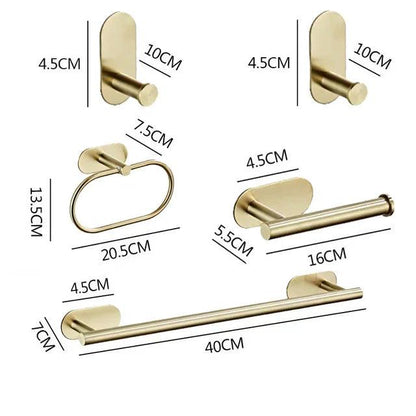 Roma Bathroom Accessories Set 4 Pieces High Adhesive Brushed Gold Stainless Steel