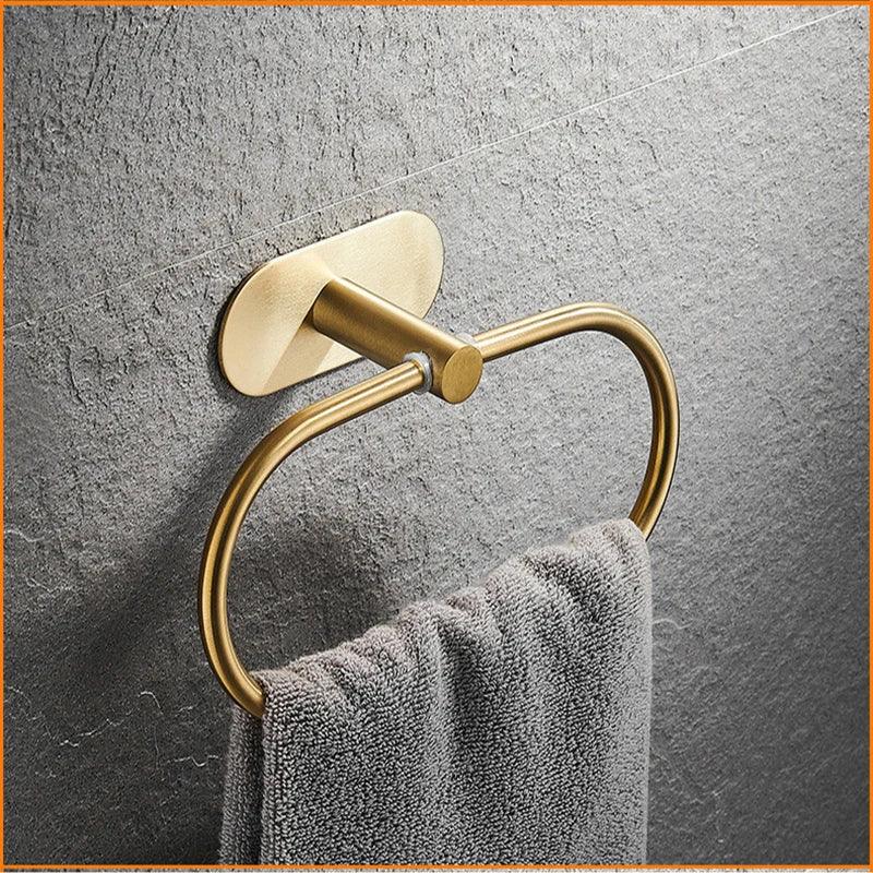 Roma Bathroom Accessories Set 4 Pieces High Adhesive Brushed Gold Stainless Steel