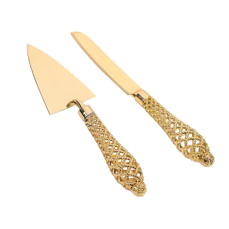 Cake Spatula and Golden Knife Set