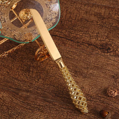 Cake Spatula and Golden Knife Set