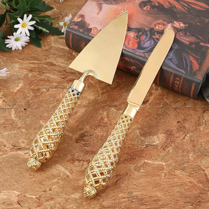 Cake Spatula and Golden Knife Set