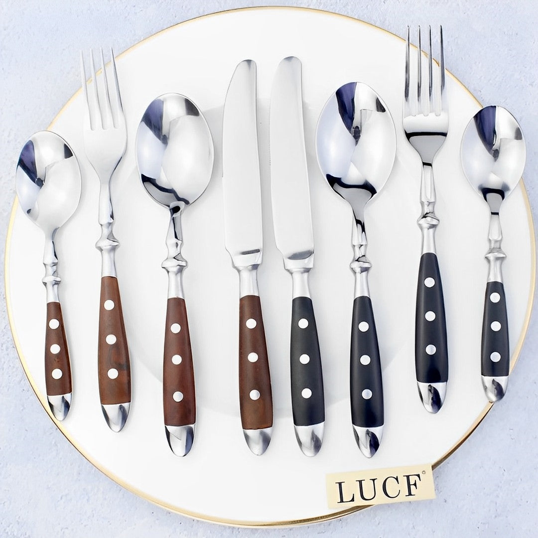Classic Stainless Steel Cutlery Set with Elegant Resins