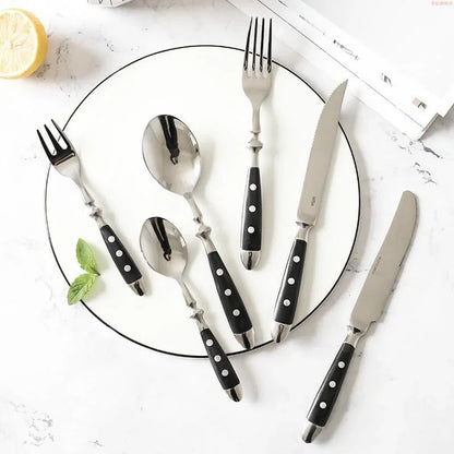 Classic Stainless Steel Cutlery Set with Elegant Resins