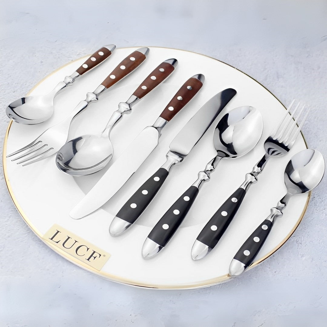 Classic Stainless Steel Cutlery Set with Elegant Resins