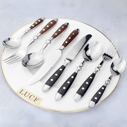 Classic Stainless Steel Cutlery Set with Elegant Resins