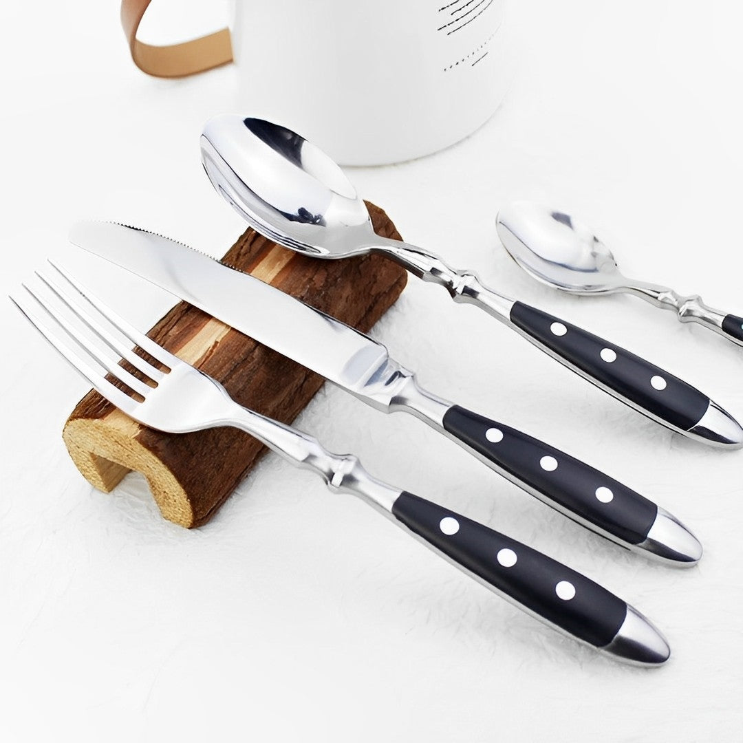 Classic Stainless Steel Cutlery Set with Elegant Resins