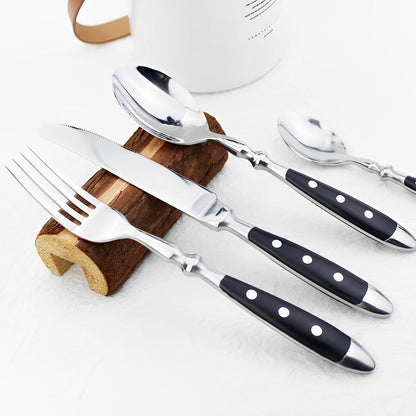 Classic Stainless Steel Cutlery Set with Elegant Resins