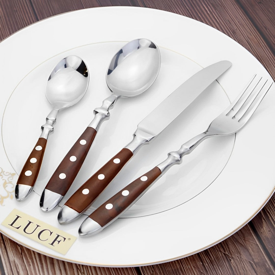 Classic Stainless Steel Cutlery Set with Elegant Resins