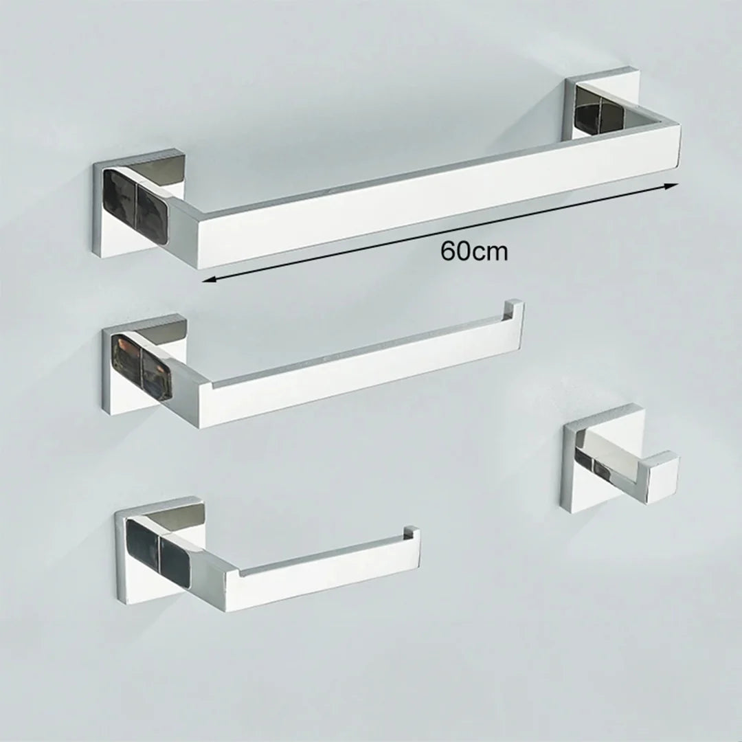 Complete 4-Piece Bathroom Accessories Set Inox 40/60cm Brushed Gold Towel Rail