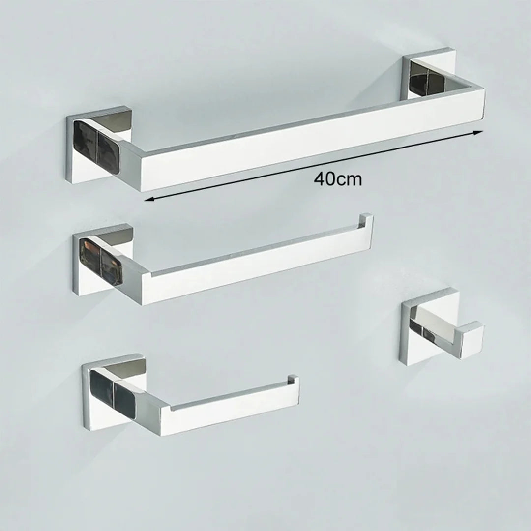 Complete 4-Piece Bathroom Accessories Set Inox 40/60cm Brushed Gold Towel Rail