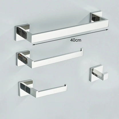 Complete 4-Piece Bathroom Accessories Set Inox 40/60cm Brushed Gold Towel Rail