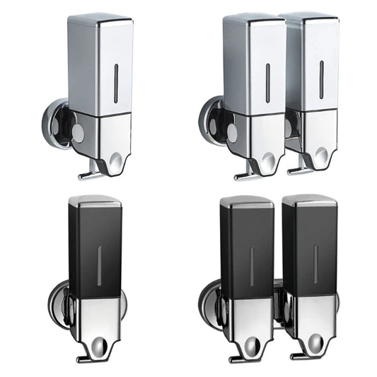 Wall-Mounted Liquid Soap Dispenser for Shampoo and Conditioner Square