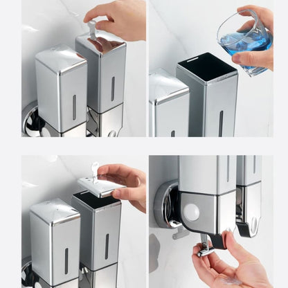 Wall-Mounted Liquid Soap Dispenser for Shampoo and Conditioner Square