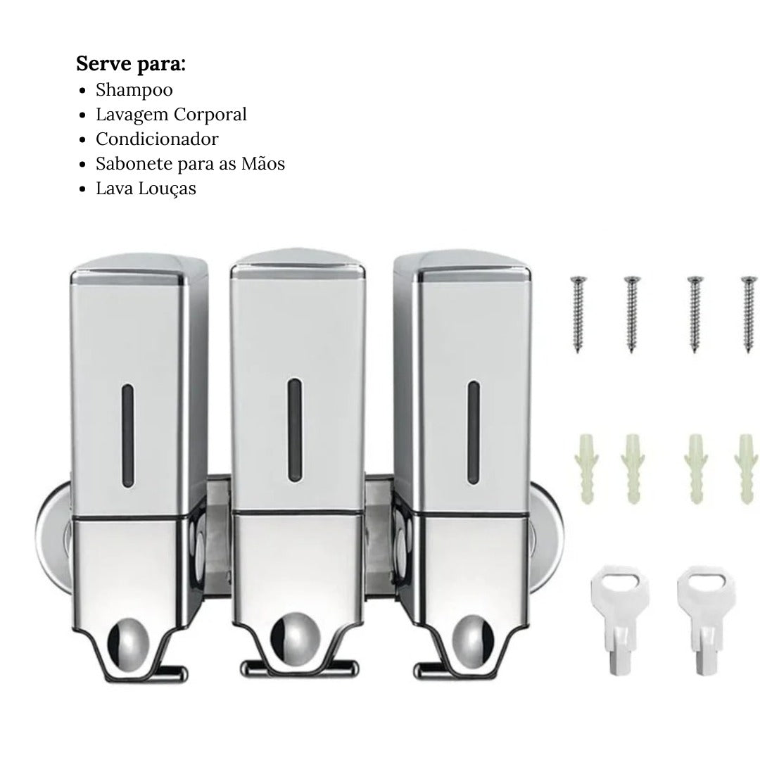 Wall-Mounted Liquid Soap Dispenser for Shampoo and Conditioner Square