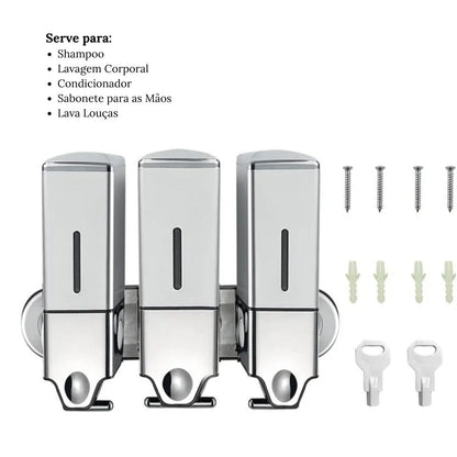 Wall-Mounted Liquid Soap Dispenser for Shampoo and Conditioner Square