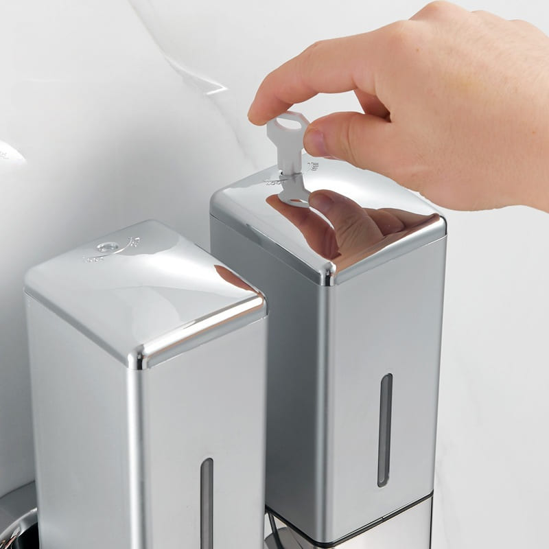 Wall-Mounted Liquid Soap Dispenser for Shampoo and Conditioner Square
