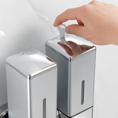 Wall-Mounted Liquid Soap Dispenser for Shampoo and Conditioner Square
